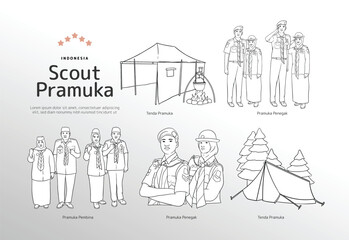 Isolated Indonesian pramuka scout element illustration