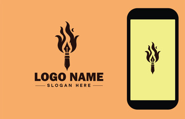 fountain pen icon Ink pen Quill pen Writing pen flat logo sign symbol editable vector