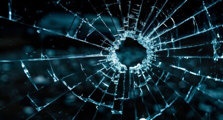 Fototapeta premium Shattered glass texture with cracks and fractures