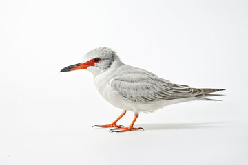 White-winged Tern Bird with Orange Beak on White Background