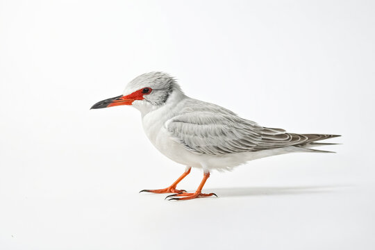 recommend clip art: White-winged Tern Bird with Orange Beak on White Background