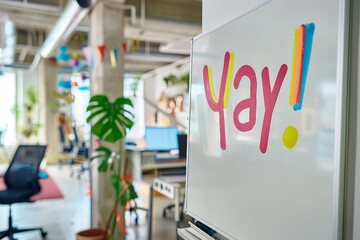 Colorful modern office space with motivational message