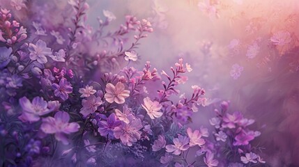 close-up of small and delicate flowers in lilac tones
