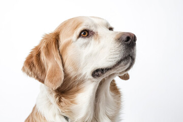 Fototapeta premium Golden Retriever Dog Looking Up with White Background