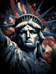 Obraz premium Statue of Liberty on Black