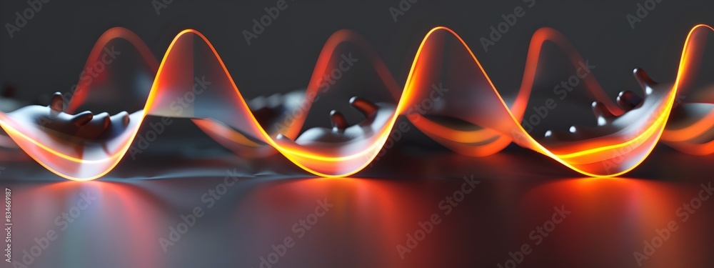 Poster frequency matching synchronized colorful waves and flowing curves in dynamic 3d render