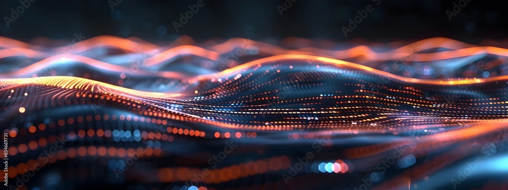 Poster captivating waveforms of frequency multiplexed transmissions in a vibrant 3d render
