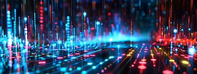 Frequency Multiplexing Surreal Digital Landscape of Multicolored Lights and Data Flows