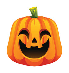 Halloween pumpkin with happy face. Vector cartoon character illustration