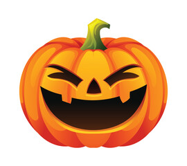 Halloween pumpkin with big smile character face expression. Vector cartoon illustration