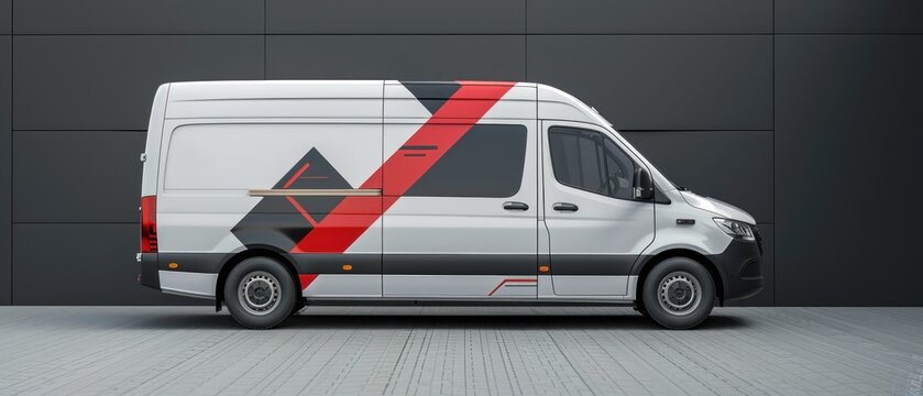 Develop a minimalist car wrap design for a mobile vehicle inspection van.