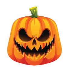 Halloween pumpkin with spooky face. Vector cartoon character illustration