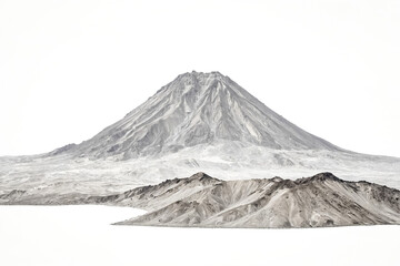 Mountainous Landscape with Isolated White Background