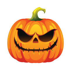 Spooky halloween pumpkin with smile expression. Jack o lantern. Vector cartoon character illustration