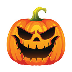 Halloween pumpkin with spooky face. Jack o lantern. Vector cartoon character illustration