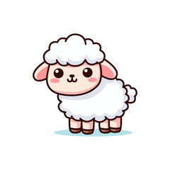 cute lamb cartoon character kawaii vector illustration template design