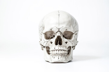 Human Skull on White Background