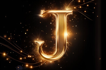 letter J golden alphabet shiny