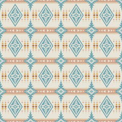 Colorful Native American geometric pattern. Vector colorful aztec southwestern geometric shape seamless pattern. Ethnic geometric pattern use for textile, home decoration elements, upholstery, etc.