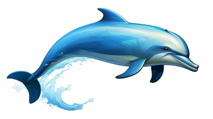 Obraz premium Detailed illustration of a playful dolphin in high resolution art, showcasing realistic depiction and dynamic movement in ocean life.