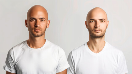 Bald and hair, male, difference between a full head of hair and baldness