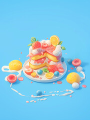 A delightful cute dessert illustration with smooth edges and a simple background