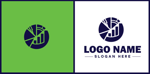 pie chart icon Circle graph Sector chart Pie graph flat logo sign symbol editable vector