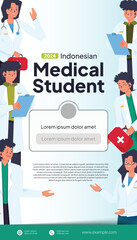 Social media post with indonesian medical student flat design illustration