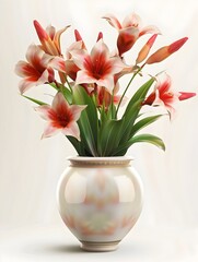 Elegant Ceramic Pot with Vibrant Floral Arrangement