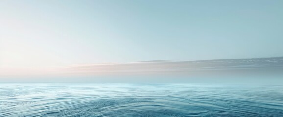 Obraz premium Coastal Breeze, Serene Ambiance, Minimalist Line Art Style, Muted Blues And Grays, Soft Dawn Light