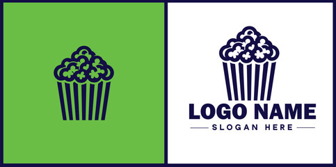 popcorn icon Popping corn Popped corn flat logo sign symbol editable vector