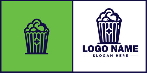 popcorn icon Popping corn Popped corn flat logo sign symbol editable vector
