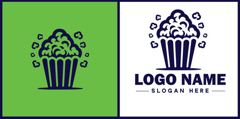 popcorn icon Popping corn Popped corn flat logo sign symbol editable vector