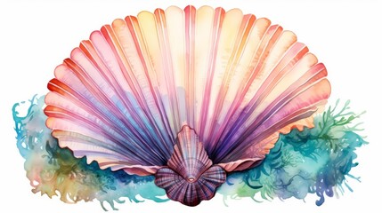 A watercolor of a scallop