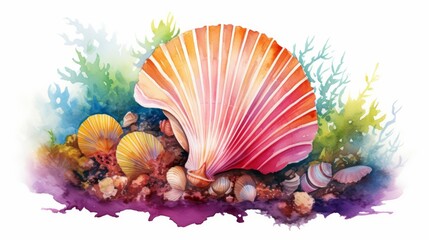 Fototapeta premium A watercolor of a scallop
