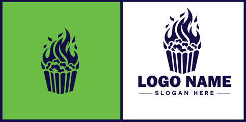 popcorn icon Popping corn Popped corn flat logo sign symbol editable vector