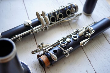 Naklejka premium クラリネット。吹奏楽部に所属している小学5年生が使っている管楽器。