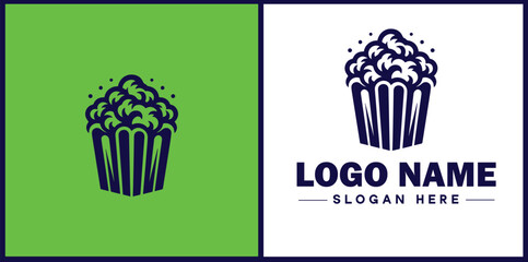 popcorn icon Popping corn Popped corn flat logo sign symbol editable vector
