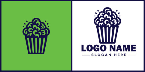 popcorn icon Popping corn Popped corn flat logo sign symbol editable vector