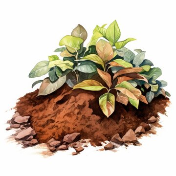 watercolor plant growing in soil clip art preview