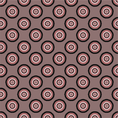 Ikat Medallion Coin Circle Earth Tone Background Seamless Pattern