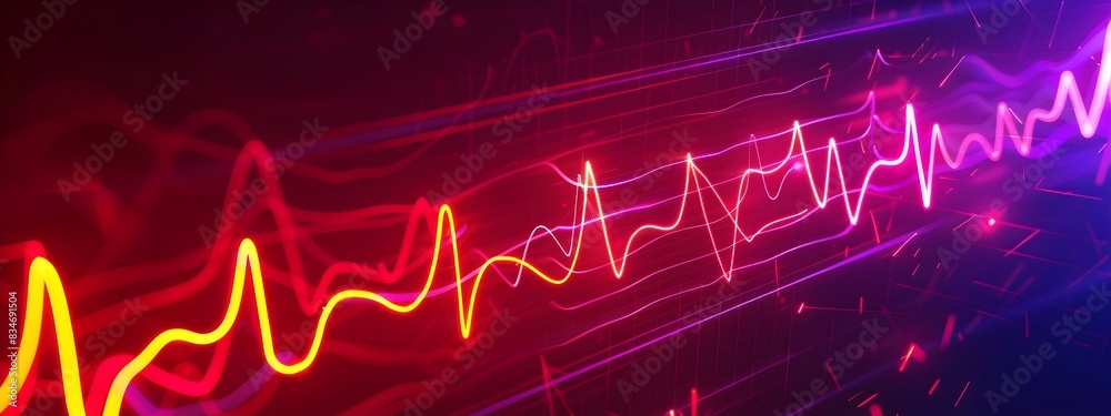 Poster heart rate monitor display visualizing heartbeat frequency and pulse data