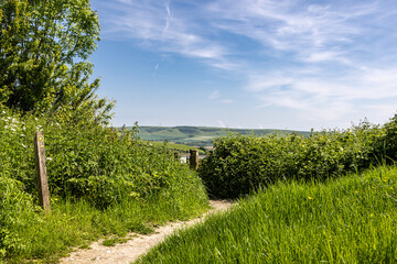 A pathway in rural Sussex, at Mount Caburn near Lewes