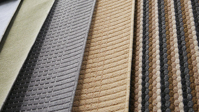 Close-up many different carpet samples
