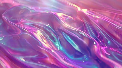 Abstract holographic iridescent neon liquid metal texture background. Colorful abstract gleaming fluid material..