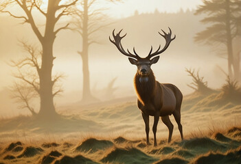 Fototapeta premium Portrait of majestic red deer stag in the forest