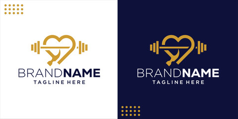 Creative Barbell and Hammer Heart Logo, Design Inspiration, illustration, Vector