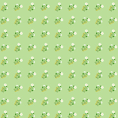 Tiny floral fabric Small floral botanical summer pattern Simple colorful wildflowers on a light green background