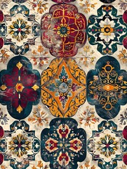 Traditional Thai floral patterns adorn walls, tiles, and fabrics in a seamless display of artistic heritage