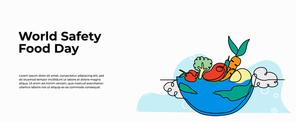 Continuous one line design of world food safety day vegetables.Minimalist style vector illustration on white background.
